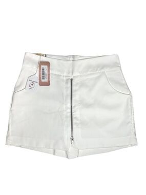 Women's Shorts High Waist Mini Zip Skort Skirt Cream Ivory Size Medium NEW